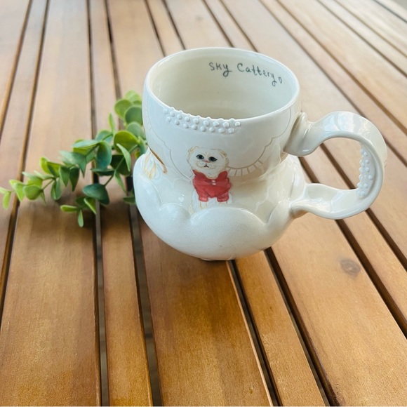 Unique Cute Handmade Cats On Clouds Coffee Tea Mug Signed - Picture 1 of 10